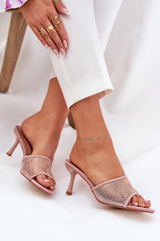 Embellished Stiletto Sandals Champagne Ennoriel