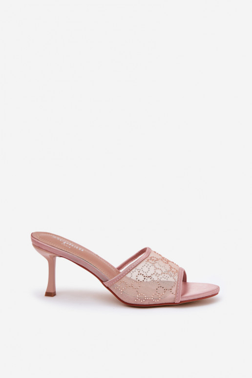 Embellished Stiletto Sandals Champagne Ennoriel