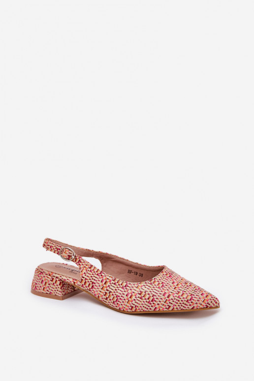 Plecione Sandały Damskie Na Delikatnym Obcasie Multikolor Jorela