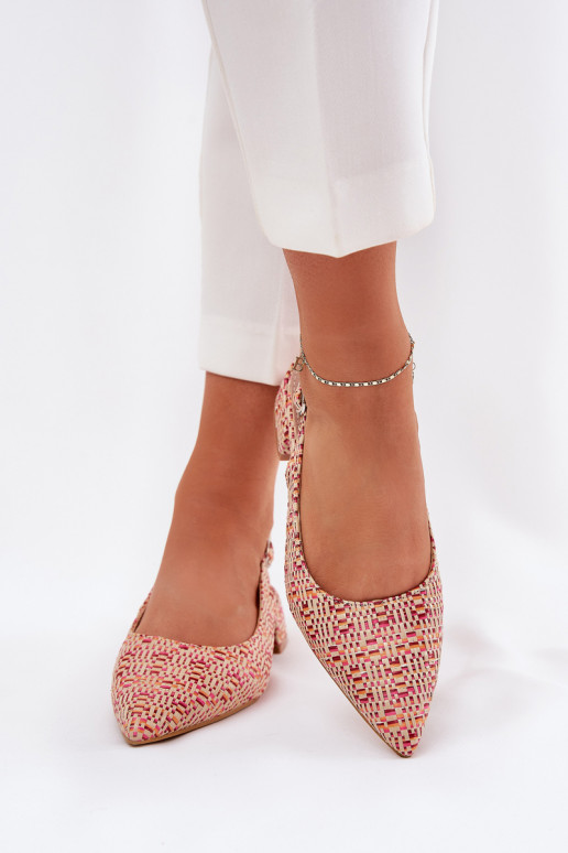 Woven Women's Sandals On A Delicate Heel Multicolor Jorela