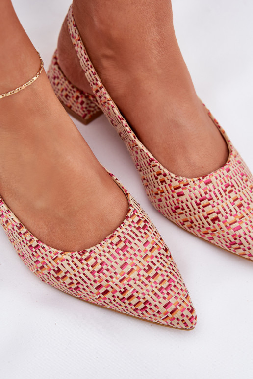 Woven Women's Sandals On A Delicate Heel Multicolor Jorela