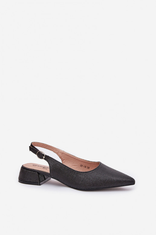 Plecione Sandały Damskie Na Delikatnym Obcasie Czarne Jorela