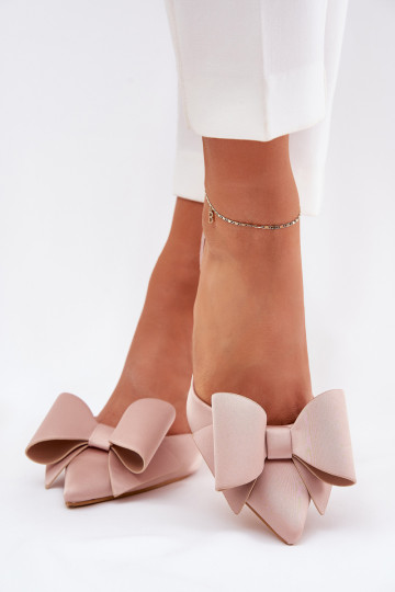 Heels With Open Heels And Bow Beige Eklevia 2