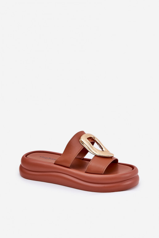 Women's Platform Sandals with Golden Detail Camel Ularinea