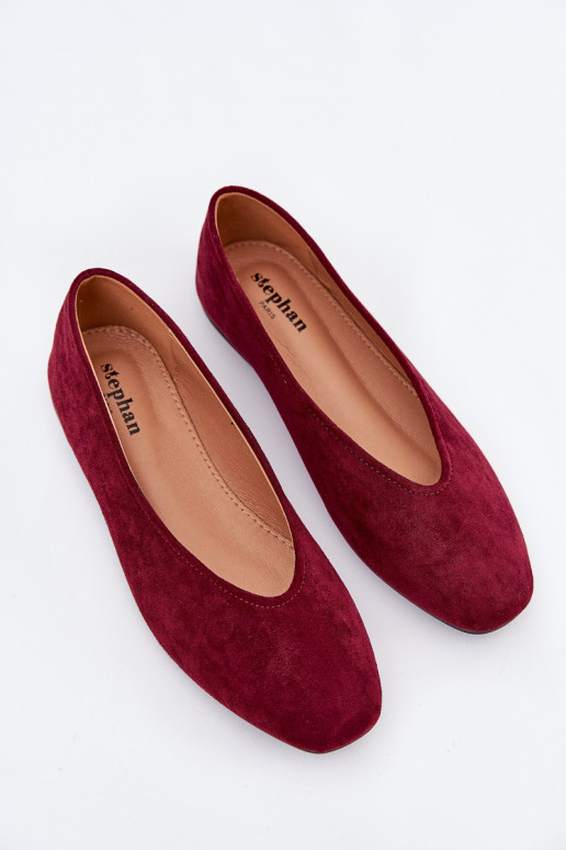 Classic Ballet Flats Made Of Eco Suede Burgundy Osallin