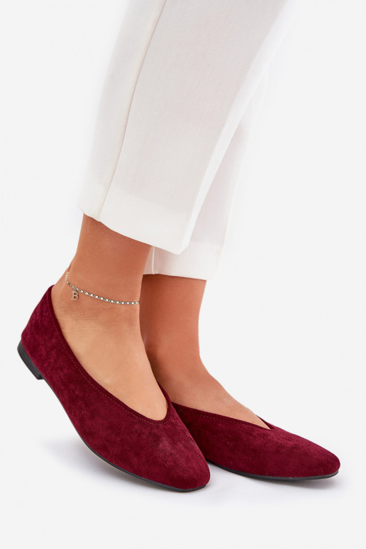 Classic Ballet Flats Made Of Eco Suede Burgundy Osallin