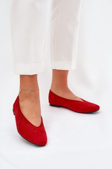 Classic Ballet Flats Made Of Eco Suede Red Osallin 2