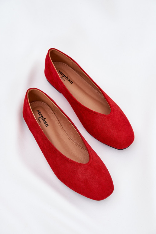 Classic Ballet Flats Made Of Eco Suede Red Osallin