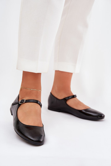 Patent Ballerinas With Strap Black Arrivara 2