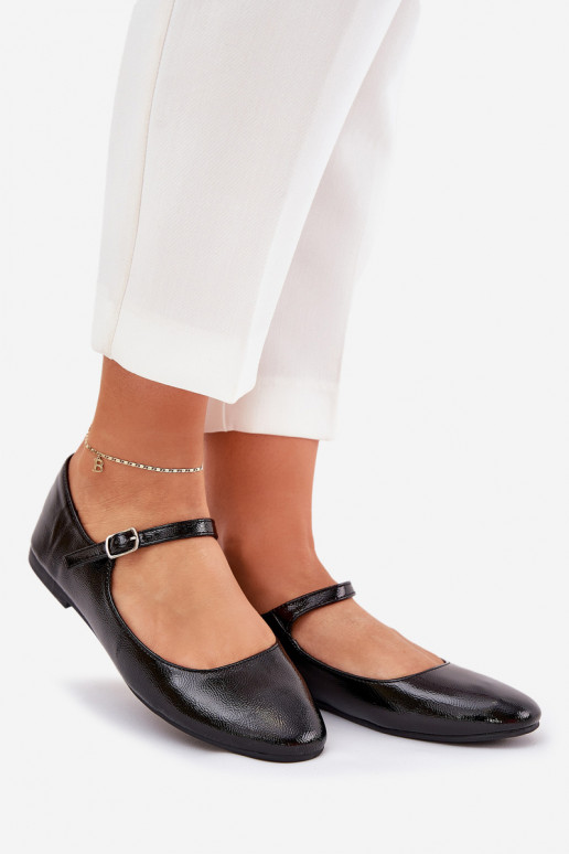 Patent Ballerinas With Strap Black Arrivara