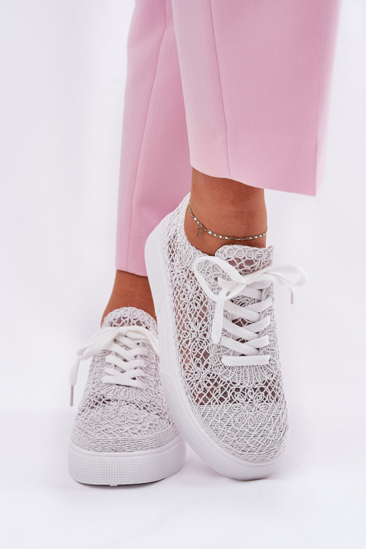 Lace-Up Women's Sneakers On Platform White Aranelith Lace-Up Women's Sneakers On Platform White Aranelith