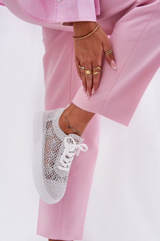 Lace-Up Women's Sneakers On Platform White Aranelith Lace-Up Women's Sneakers On Platform White Aranelith