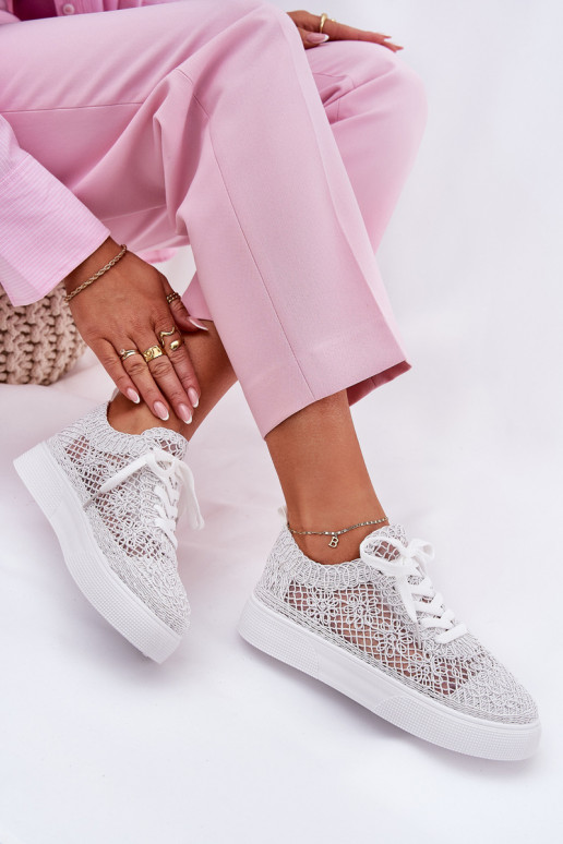 Lace-Up Women's Sneakers On Platform White Aranelith Lace-Up Women's Sneakers On Platform White Aranelith