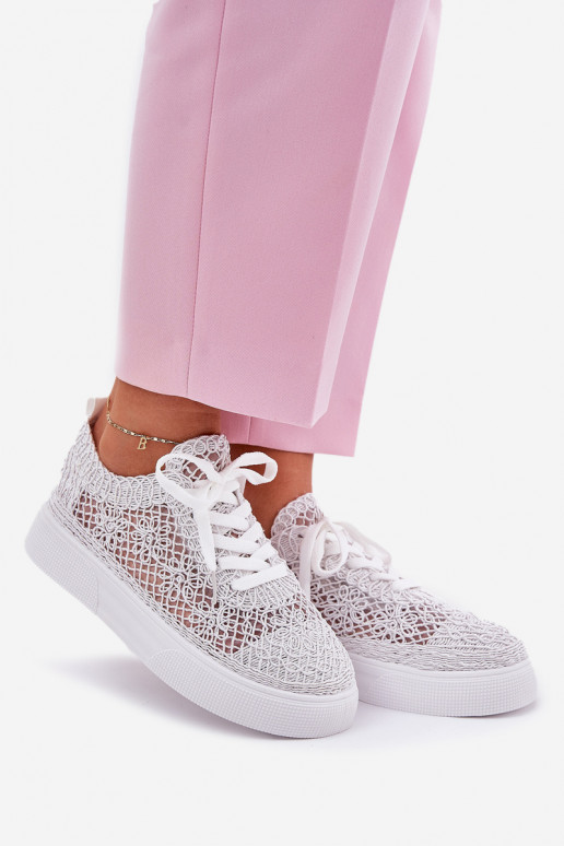 Lace-Up Women's Sneakers On Platform White Aranelith Lace-Up Women's Sneakers On Platform White Aranelith