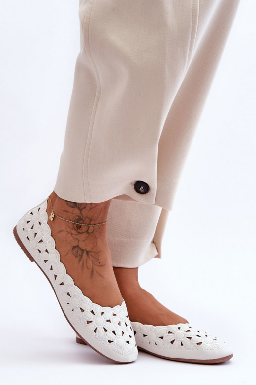 Women's Glittering Openwork Ballet Shoes White Visionary