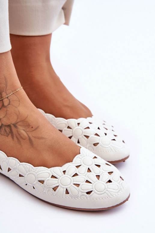 Women's Glittering Openwork Ballet Shoes White Visionary