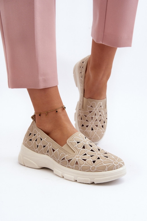 Beige Women's Cut-out Shoes Emilei Beige Women's Cut-out Shoes Emilei