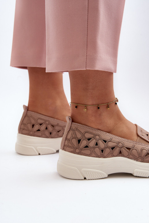 Pink Women's Cutout Loafers Emilei