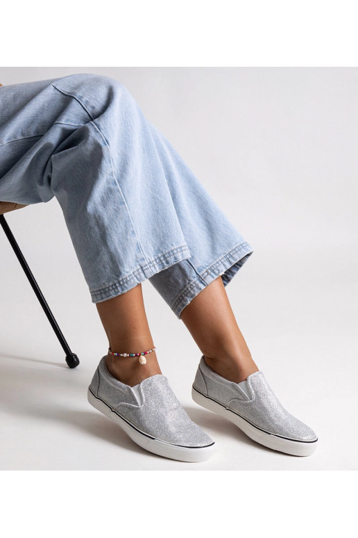 Srebrne błyszczące tenisówki Lublubah