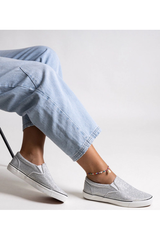 Srebrne błyszczące tenisówki Lublubah