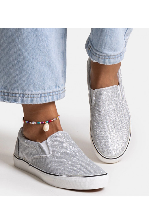 Srebrne błyszczące tenisówki Lublubah