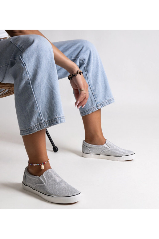 Srebrne błyszczące tenisówki Lublubah