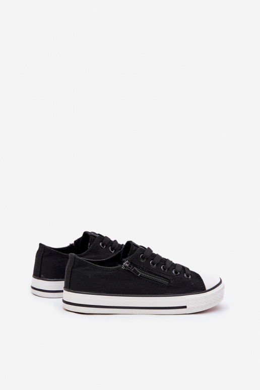 Children's Low Lace-Up Sneakers Black Margo