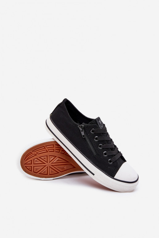 Dziecięce Niskie Trampki Sznurowane Czarne Margo