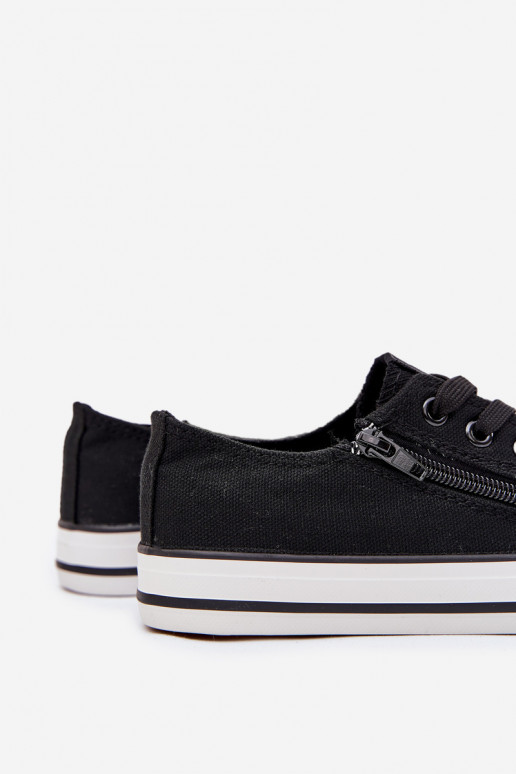 Children's Low Lace-Up Sneakers Black Margo