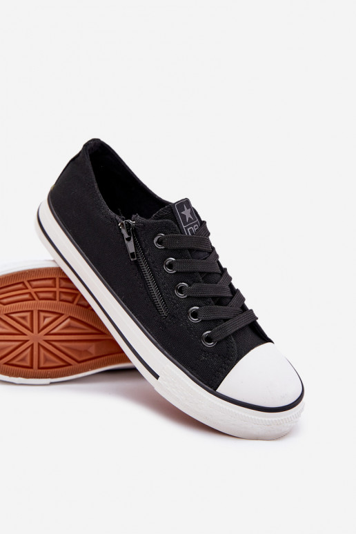 Children's Low Lace-Up Sneakers Black Margo