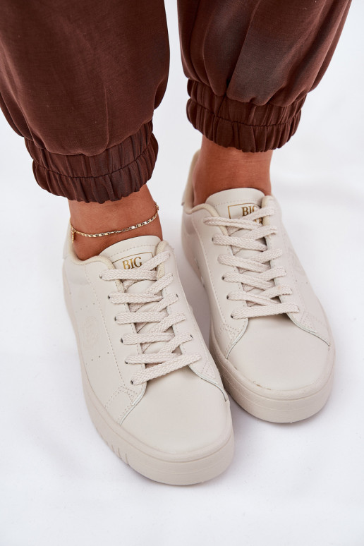 Low Women's Sneakers Made Of Eco Leather Big Star NN274578 Beige Low Women's Sneakers Made Of Eco Leather Big Star NN274578 Beige