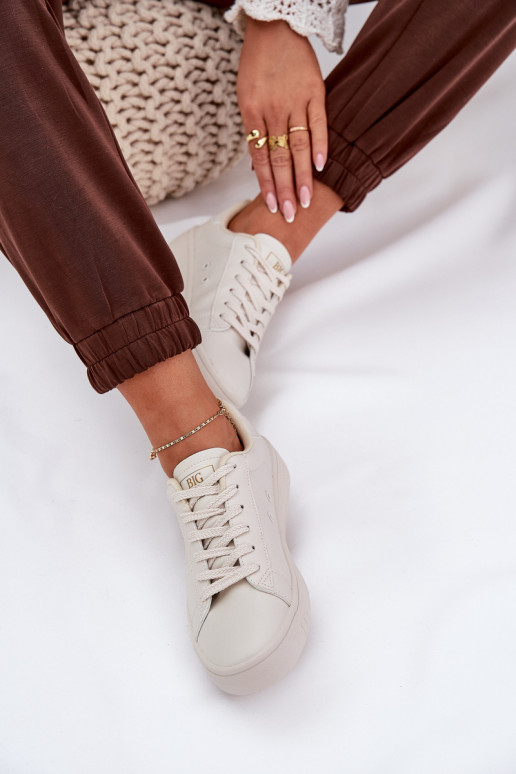 Low Women's Sneakers Made Of Eco Leather Big Star NN274578 Beige Low Women's Sneakers Made Of Eco Leather Big Star NN274578 Beige