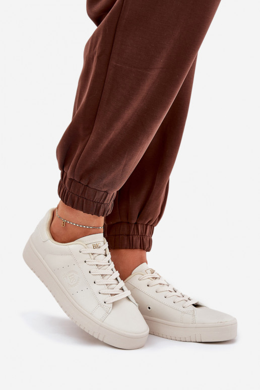 Low Women's Sneakers Made Of Eco Leather Big Star NN274578 Beige Low Women's Sneakers Made Of Eco Leather Big Star NN274578 Beige