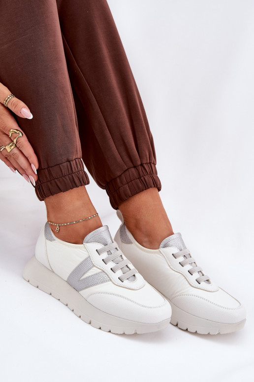 Buty Sportowe Damskie Na Platformie Vinceza 58510 Białe Buty Sportowe Damskie Na Platformie Vinceza 58510 Białe