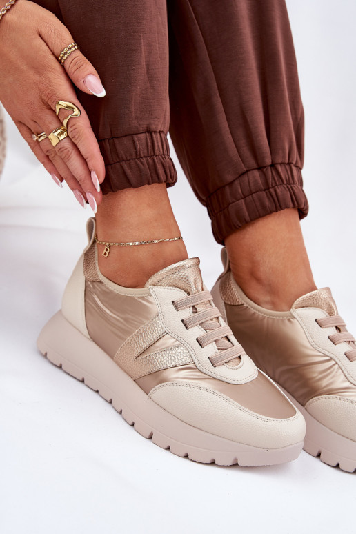 Buty Sportowe Damskie Na Platformie Vinceza 58510 Złote Buty Sportowe Damskie Na Platformie Vinceza 58510 Złote