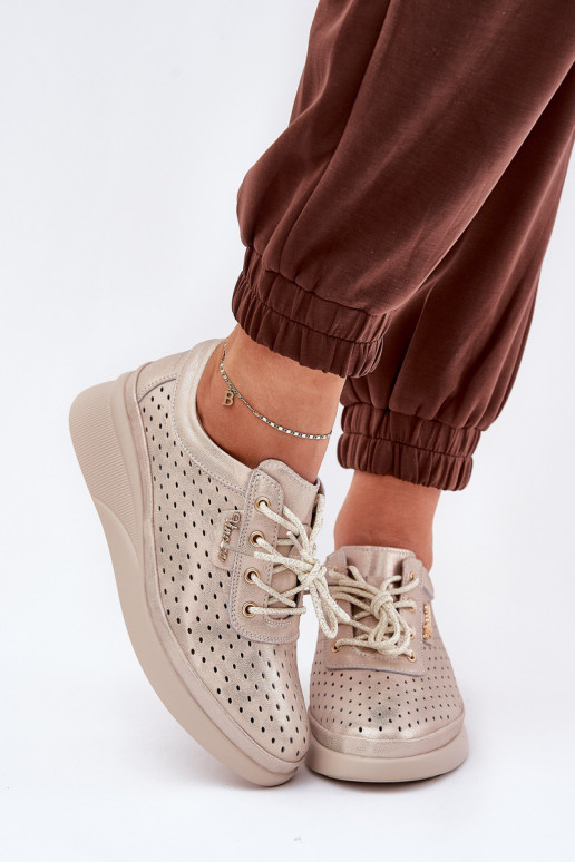 Women's Leather Sports Sneakers Golden Brumia Women's Leather Sports Sneakers Golden Brumia