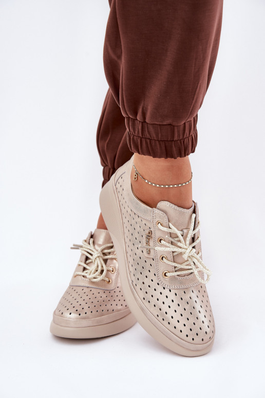 Women's Leather Sports Sneakers Golden Brumia Women's Leather Sports Sneakers Golden Brumia