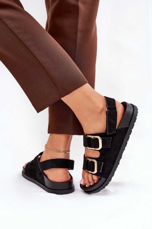 Women Sandals With Buckles Black Seladith Women Sandals With Buckles Black Seladith