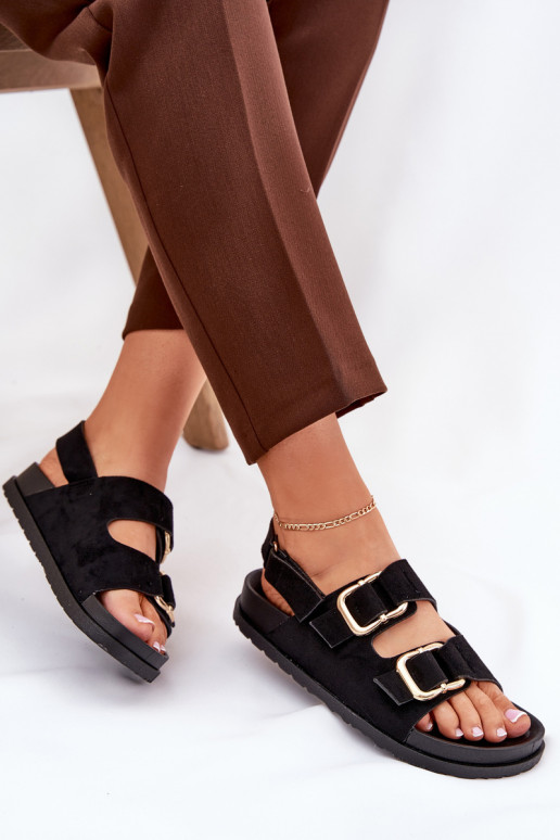 Women Sandals With Buckles Black Seladith Women Sandals With Buckles Black Seladith