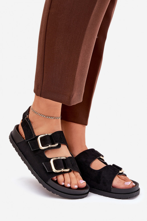 Women Sandals With Buckles Black Seladith Women Sandals With Buckles Black Seladith