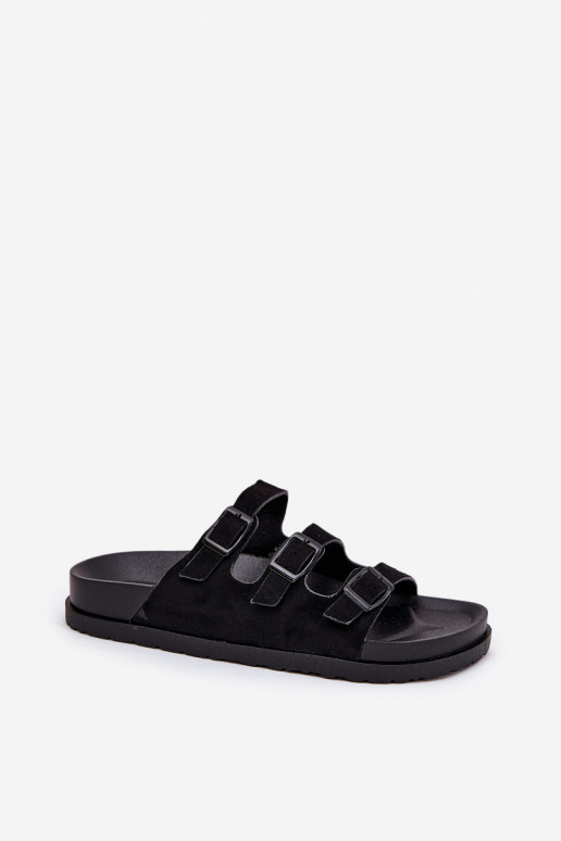 Womens Slippers With Straps And Buckles Black Uliri