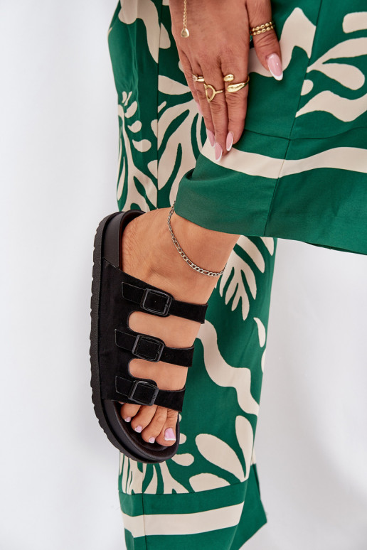 Womens Slippers With Straps And Buckles Black Uliri