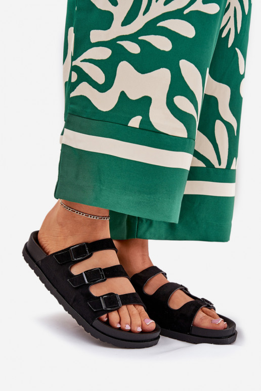 Womens Slippers With Straps And Buckles Black Uliri