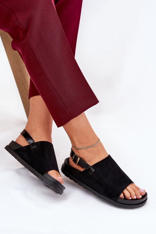 Women's Sandals Made Of Eco Suede On Platform Black Migola