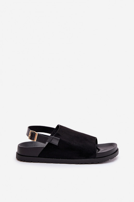 Women's Sandals Made Of Eco Suede On Platform Black Migola