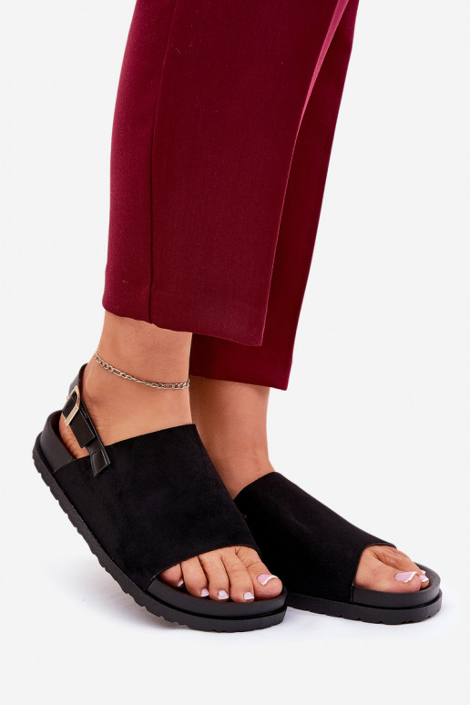 Women's Sandals Made Of Eco Suede On Platform Black Migola