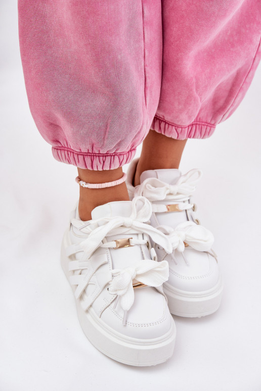 Eco Leather Sneakers On Platform White Penolle Eco Leather Sneakers On Platform White Penolle