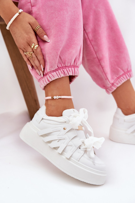 Eco Leather Sneakers On Platform White Penolle Eco Leather Sneakers On Platform White Penolle