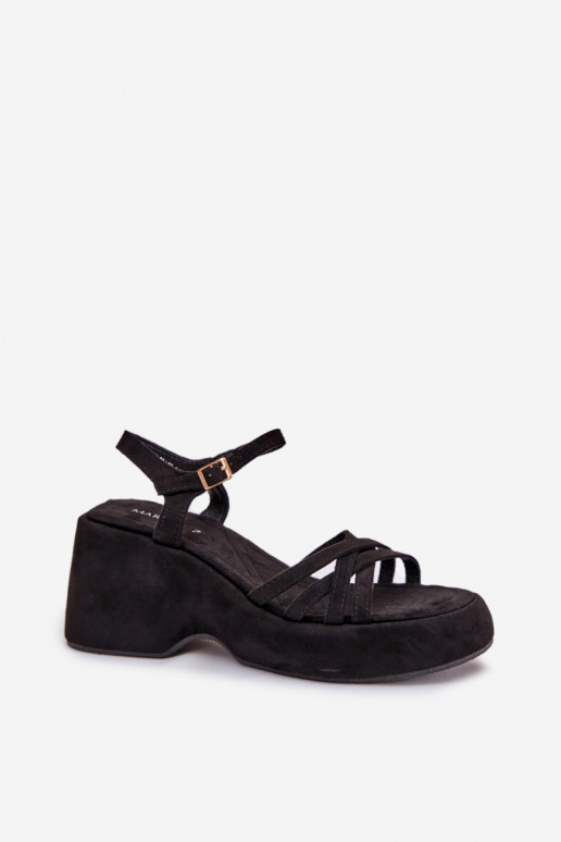 Platform And Wedge Sandals Made Of Eco Suede Black Nendal