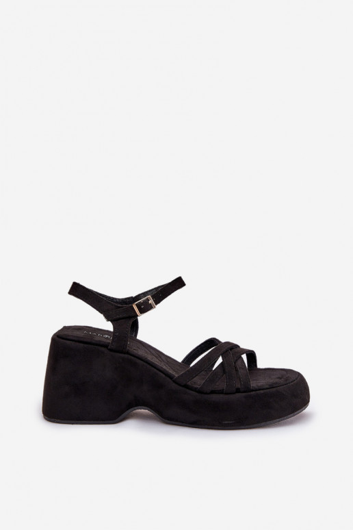 Platform And Wedge Sandals Made Of Eco Suede Black Nendal